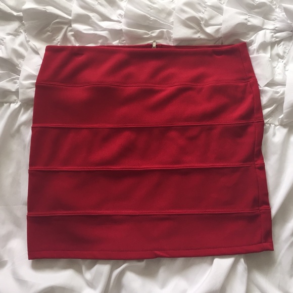 Red mini skirt