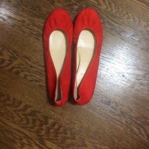 JCrew red suede ballet flats