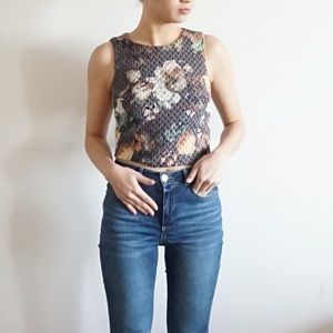 Asos Warehouse Floral Jacquard Top - US 2
