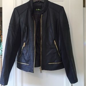Sam Edelman navy faux leather jacket. Sz S. NWT