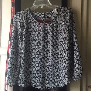 Navy blue blouse with flower design