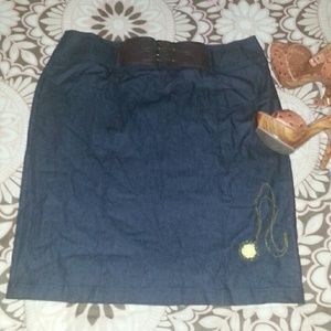 SALE! Denim skirt with brown front buckle