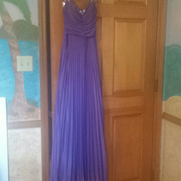 Purple strapless prom dress