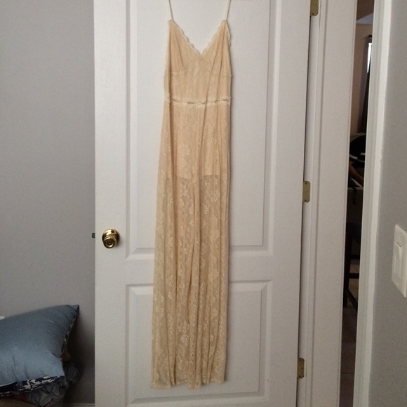 Lace wide leg romper