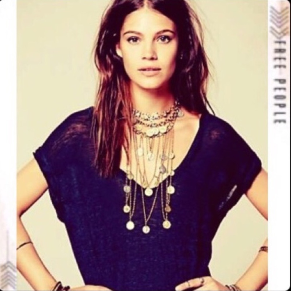 Free People Peasant Boho Blouson Top Lace Back NEW