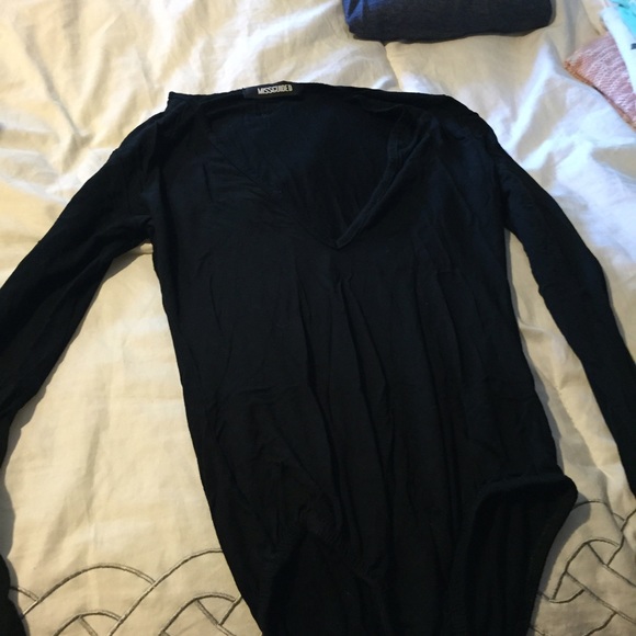 Black v neck bodysuit