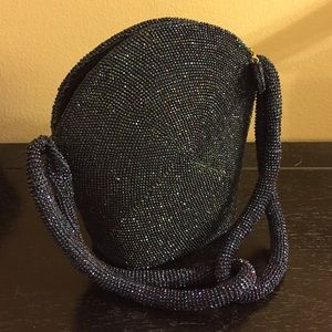 Vintage beaded purse, navy