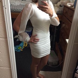 White slit sleeve dress