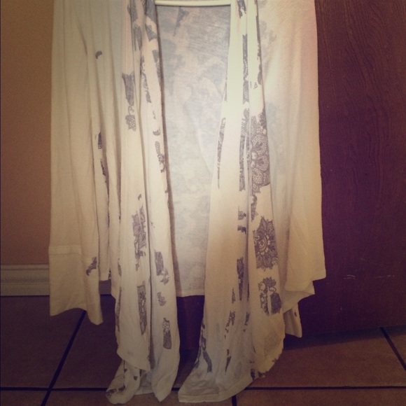 White with gray embellishment cardigan
