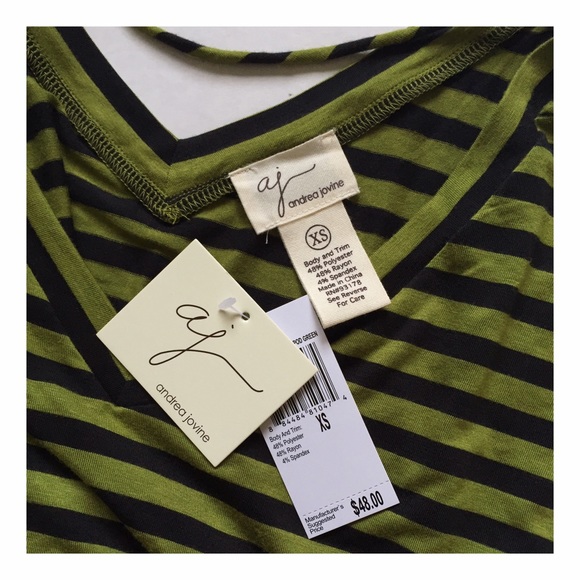 AJ Andrea Jovine Striped Wide Neck Tee - Picture 3 of 3