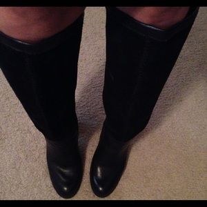 Nine West Black leather and suede knee high boots