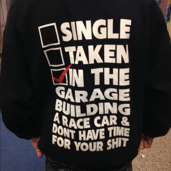 Black sweatshirt with writing on the back