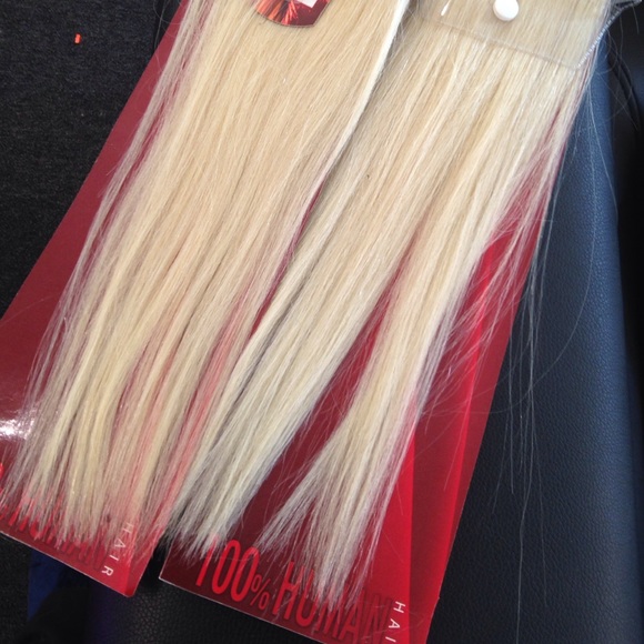 100% human virgin blonde Platinum hair extensions main image 4