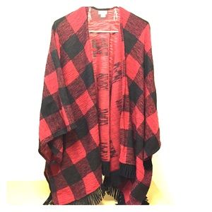 Never been worn checkered cardigan with fringe