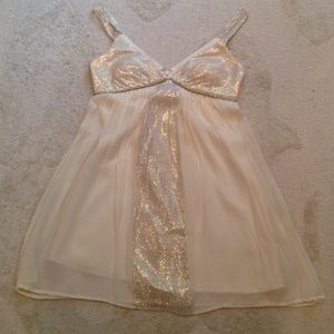 BCBG Paris gold and cream mini dress