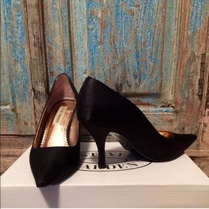 Steve Madden Black Retro Satin Kitten Heel 6.5
