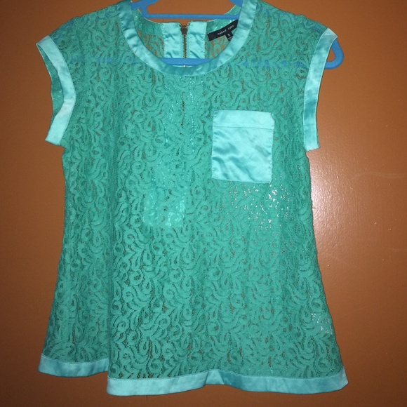 Teal lace blouse size