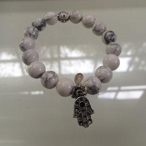 Marble Hamsa and Evil Eye Bracelet