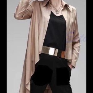 Gold Metal Mirror Plate Wide Waist Elastic Belt