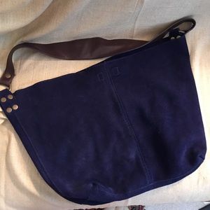 Blue Suede Hobo Bag