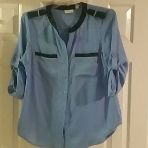 NY&COMPANY faux leather trimmed shirt