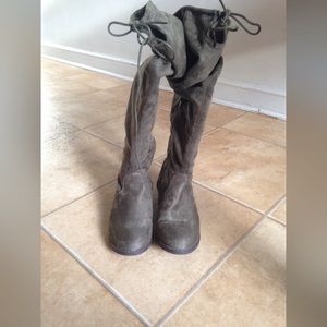 Just Fab Olive Green Over the Knee Suede Boots