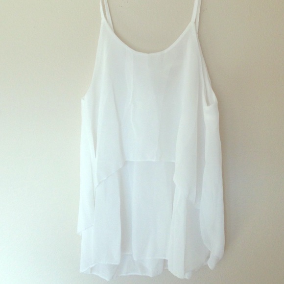 Tiered white chiffon tank.
