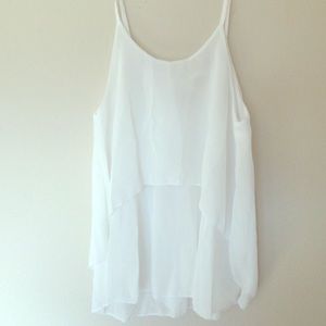 Tiered white chiffon tank.