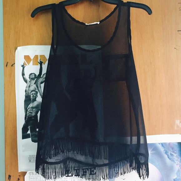 black sheer blouse