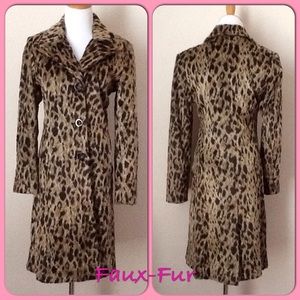 NWOT J Percy Faux Fur Leopard Print Coat