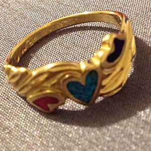 3-Heart Gold Ring