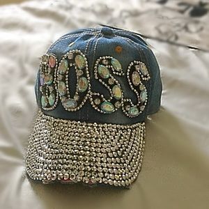 BOSS denim distressed baseball hat