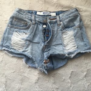 Light wash jean shorts