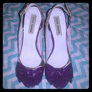 Steve Madden purple floral bow wedge heels 7.5