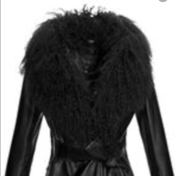 ‼️SOLD‼️ Cache Black Genuine Leather Fitted Fur Lined Coat