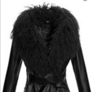 ‼️SOLD‼️ Cache Black Genuine Leather Fitted Fur Lined Coat