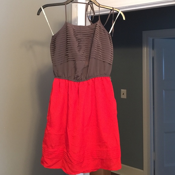 Grey and red dress