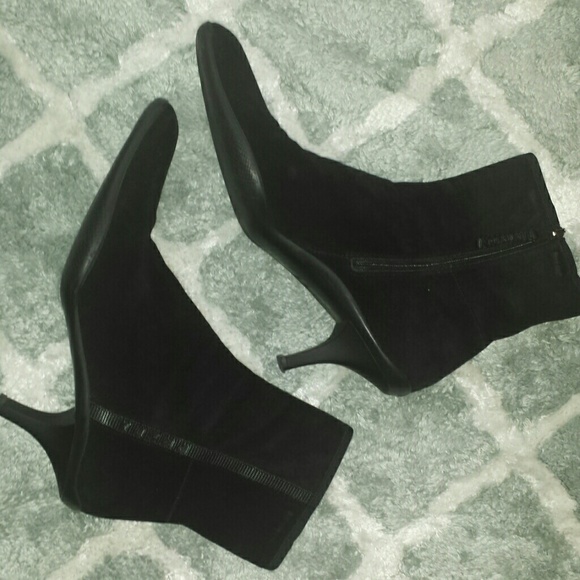 Black suede Prada ankle boot