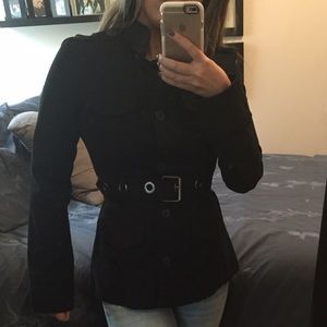 Converse Fitted Black Light Coat w Belt