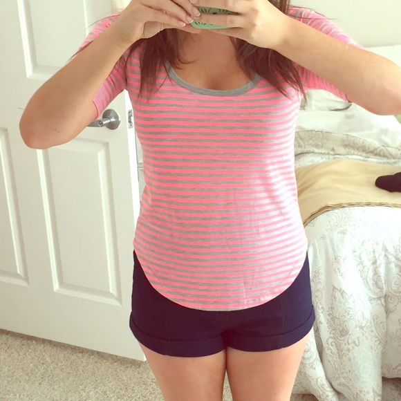 Pink/Grey Striped Soft Tee Shirt
