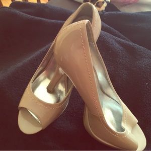Candies nude peep toe pumps