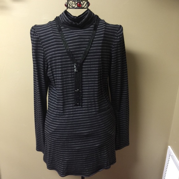 Long grey and black striped turtleneck