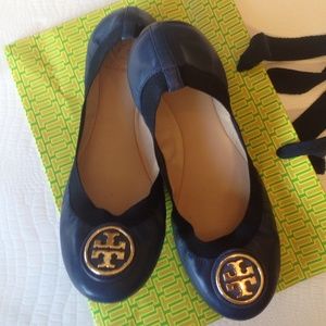 Tori Burch Caroline Flats 9.5 Navy