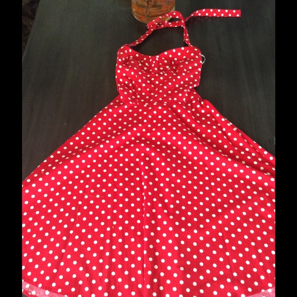 Polka dot halter dress. - Picture 2 of 3