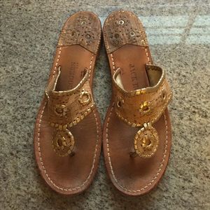 Jack Rogers Cork and Gold Sandals - Size 9.5