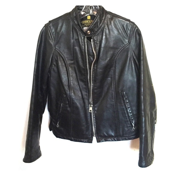 Black leather moto jacket