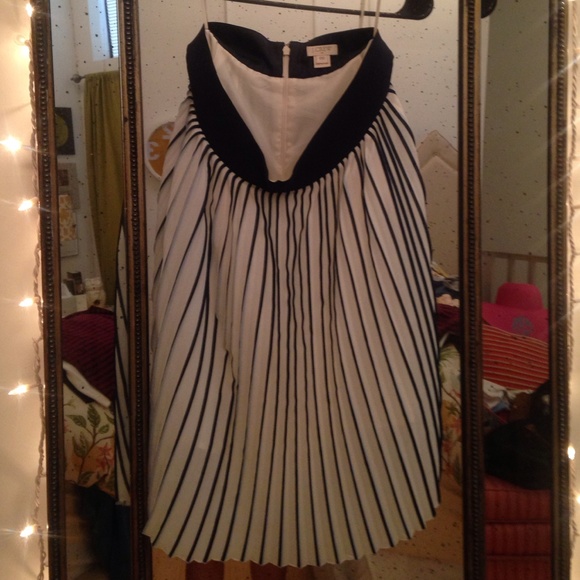 JCREW navy/light blue pleated skirt