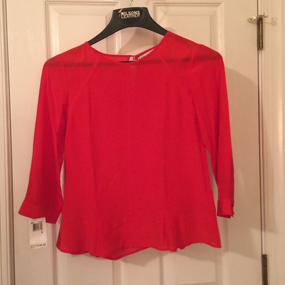 Trina Turk NWT red silk blouse.  Small