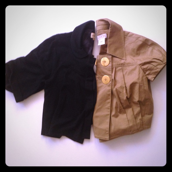 Lot of 2! Black Ella Moss top & camel LaRok top S