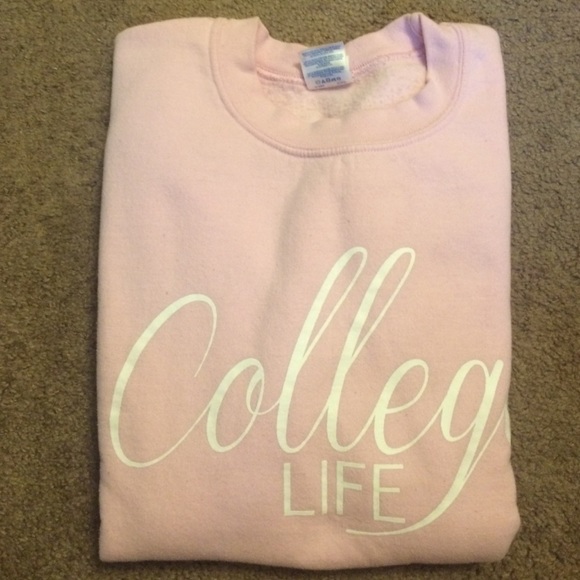 Light Pink "College Life" Crewneck Sweatshirt - Picture 1 of 1